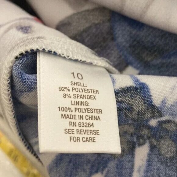 Luxe Carmen Marc Valvo Dress Red,White & Blue Floral Sleeveless Sheath Size 10 - Picture 4 of 8